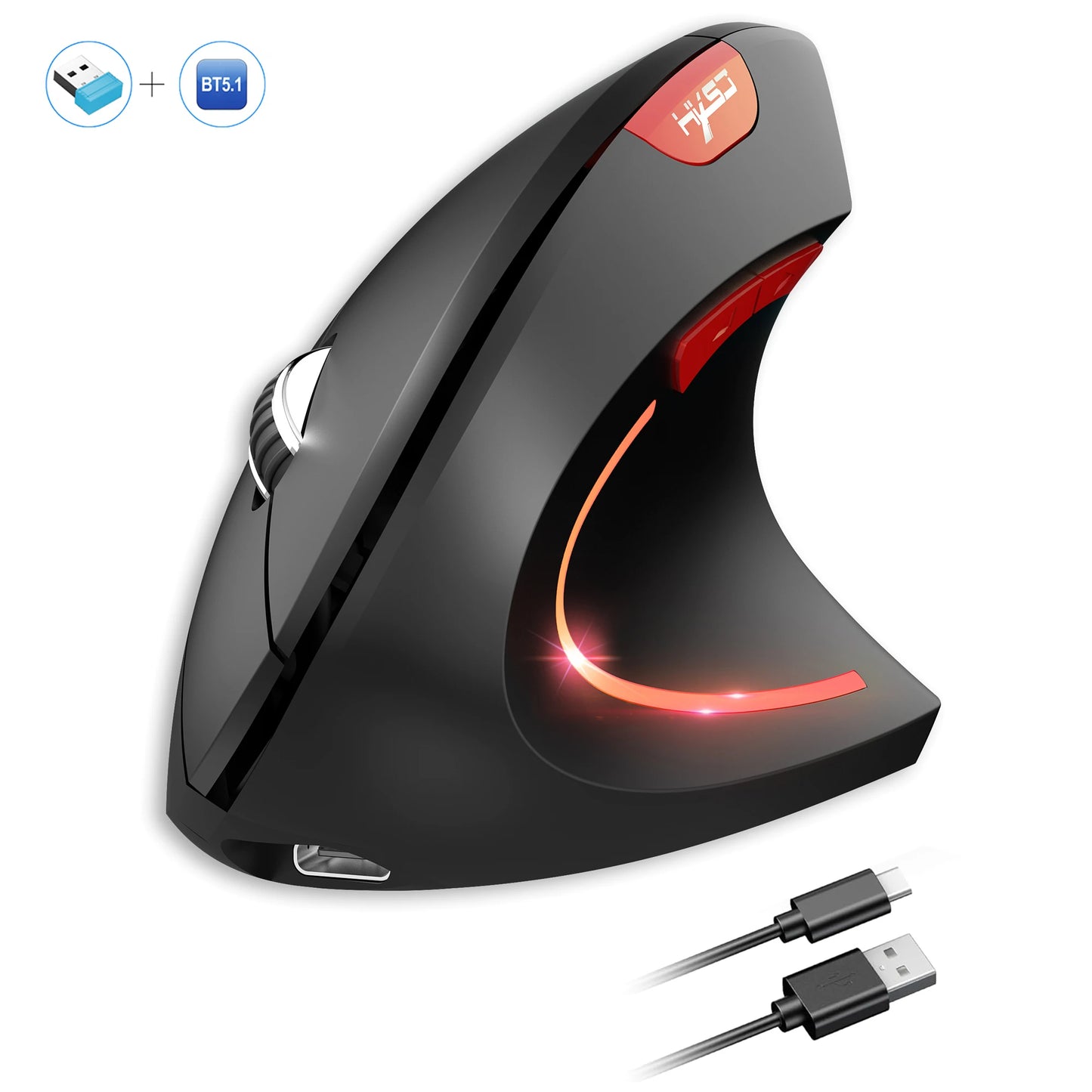 🖱️ Ergonomic Vertical Mouse | Rechargeable Dual-Mode Comfort