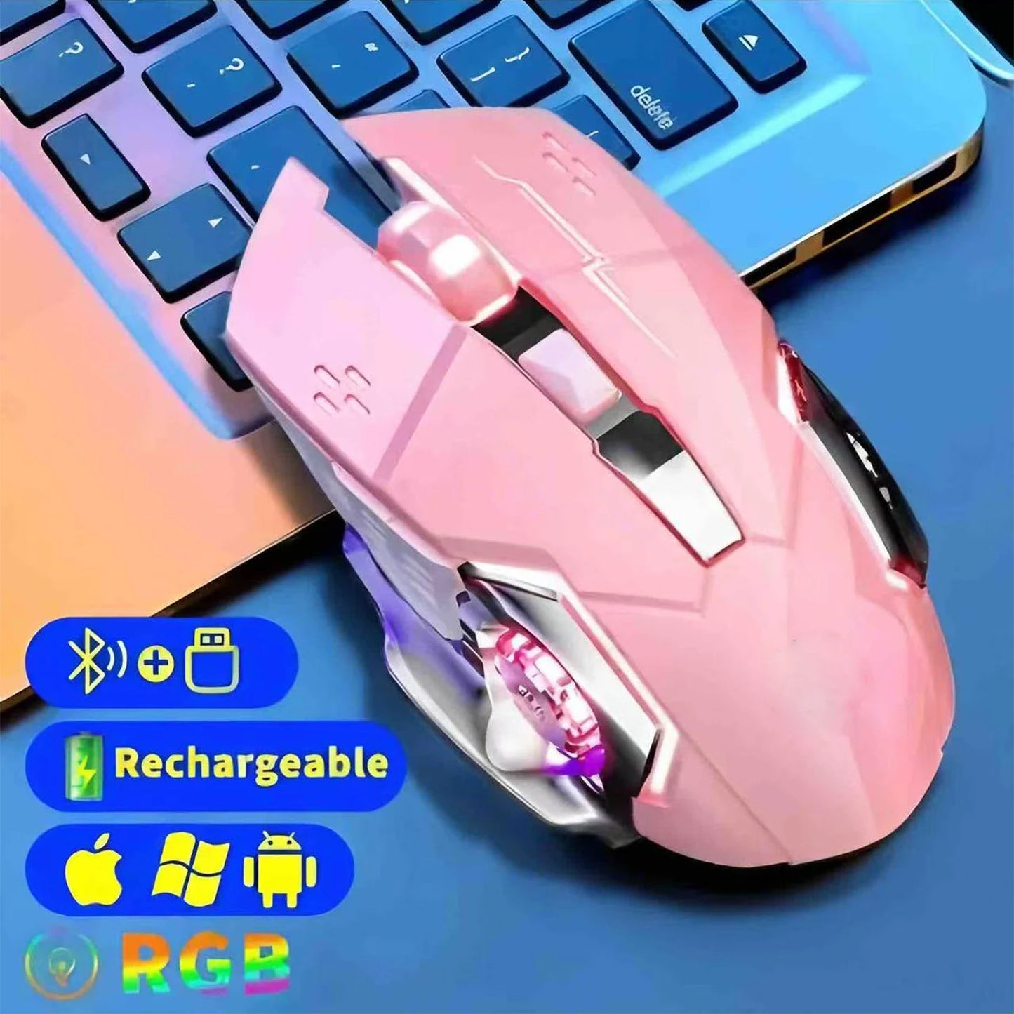 🖱️RGB Wireless Mouse | Sleek Design with Fast Response