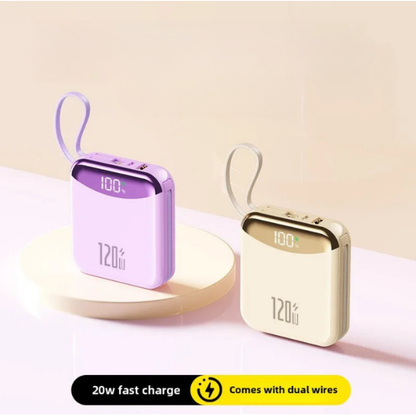 ⚡ 120W Portable Power Bank | Dual Cable & Quick Charge
