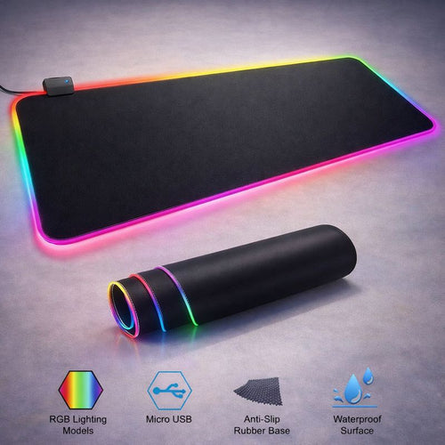 🖱️RGB LED Gaming Mouse Pad – Large Waterproof Desk Mat
