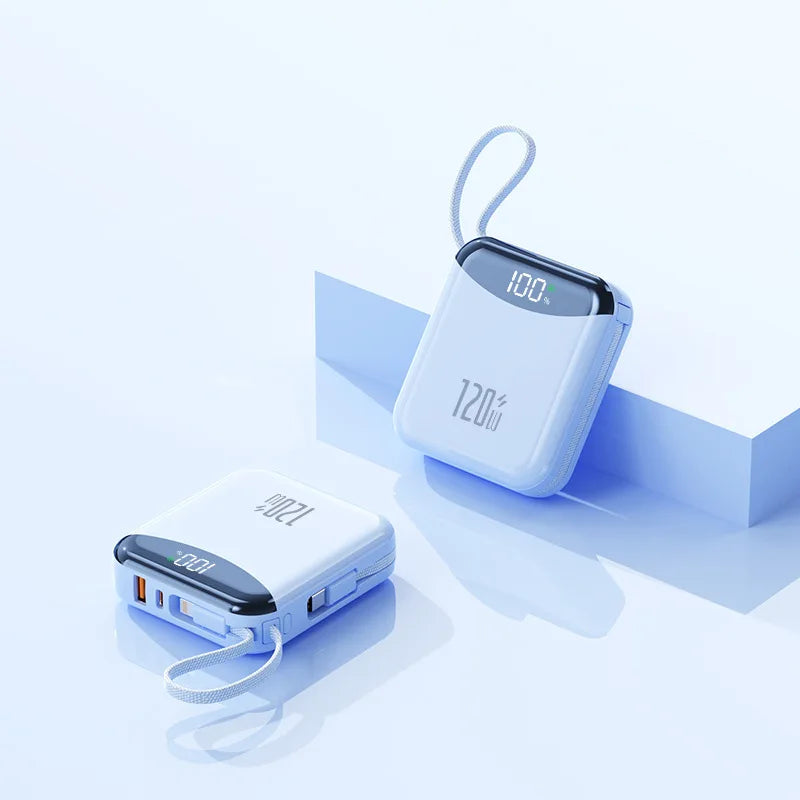 ⚡ 120W Portable Power Bank | Dual Cable & Quick Charge