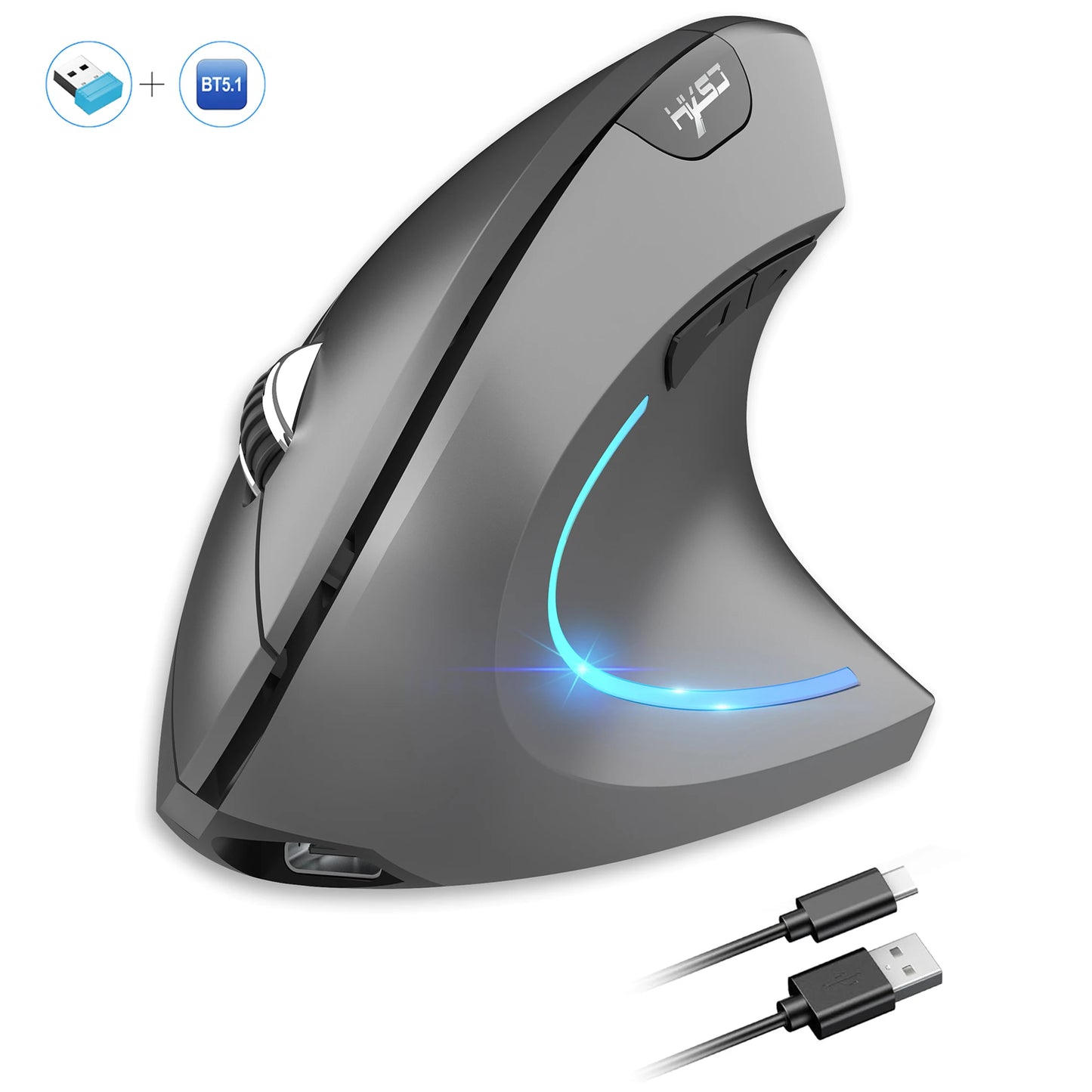 🖱️ Ergonomic Vertical Mouse | Rechargeable Dual-Mode Comfort